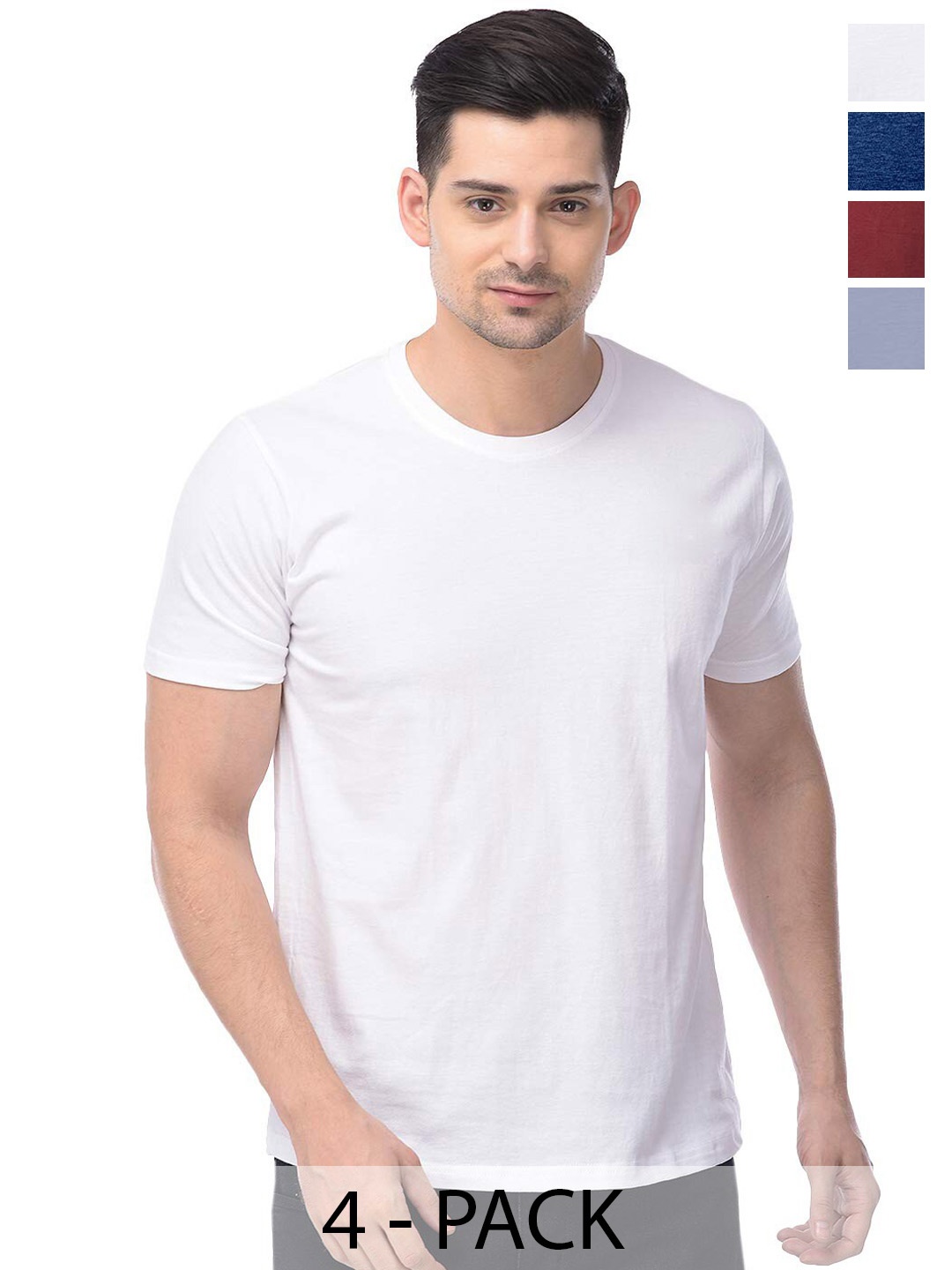 

COLOR CAPITAL Unisex Pack Of 4 Cotton T-shirts, White