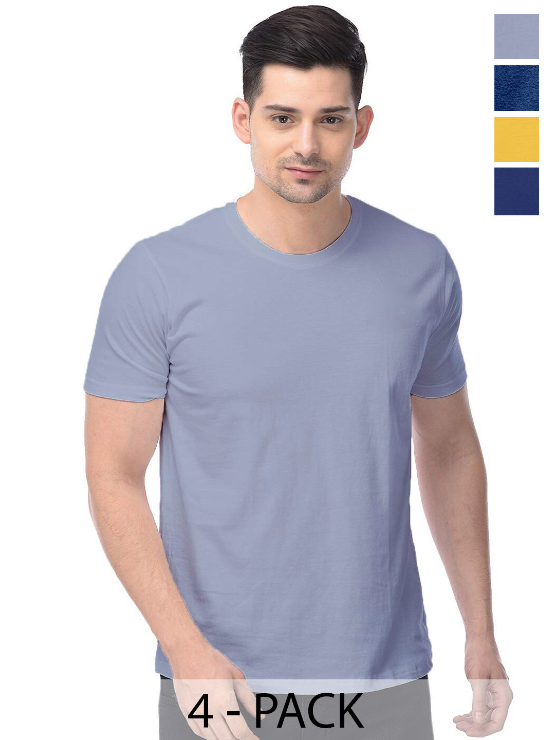 

COLOR CAPITAL Pack Of 4 Cotton T-shirt, Grey