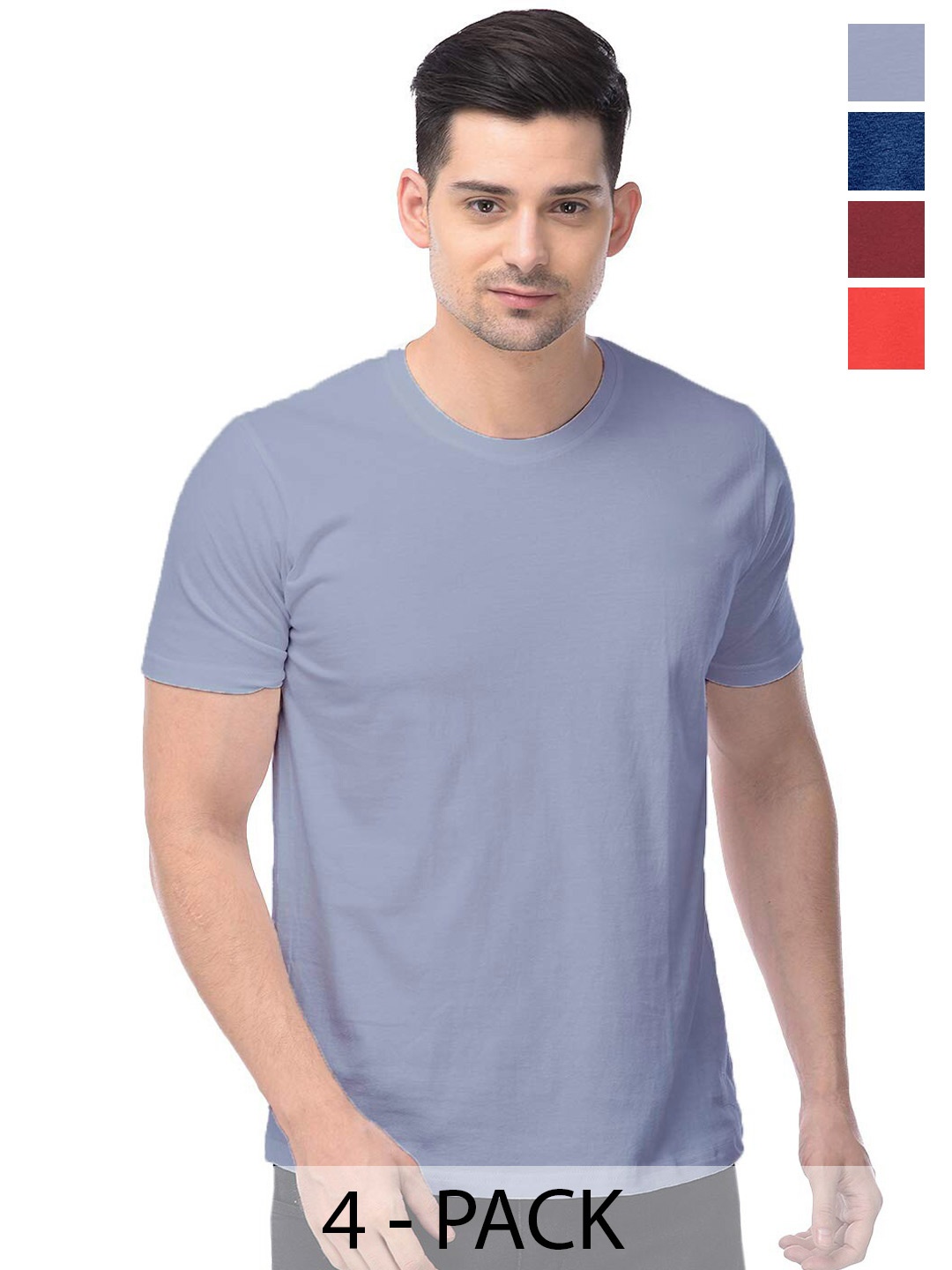 

COLOR CAPITAL Unisex Pack Of 4 Cotton T-Shirts, Grey