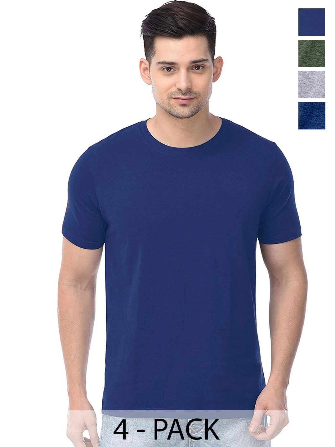 

COLOR CAPITAL Pack of 4 Unisex Cotton T-shirt, Blue