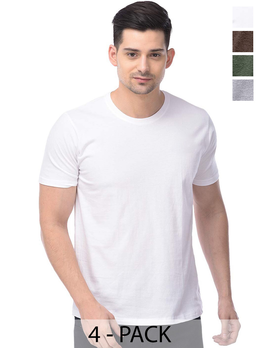 COLOR CAPITAL Pack of 4 Unisex Cotton T-shirt, White
