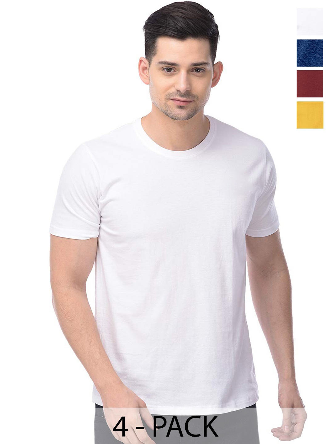 

COLOR CAPITAL Pack of 4 Unisex Cotton T-shirt, White