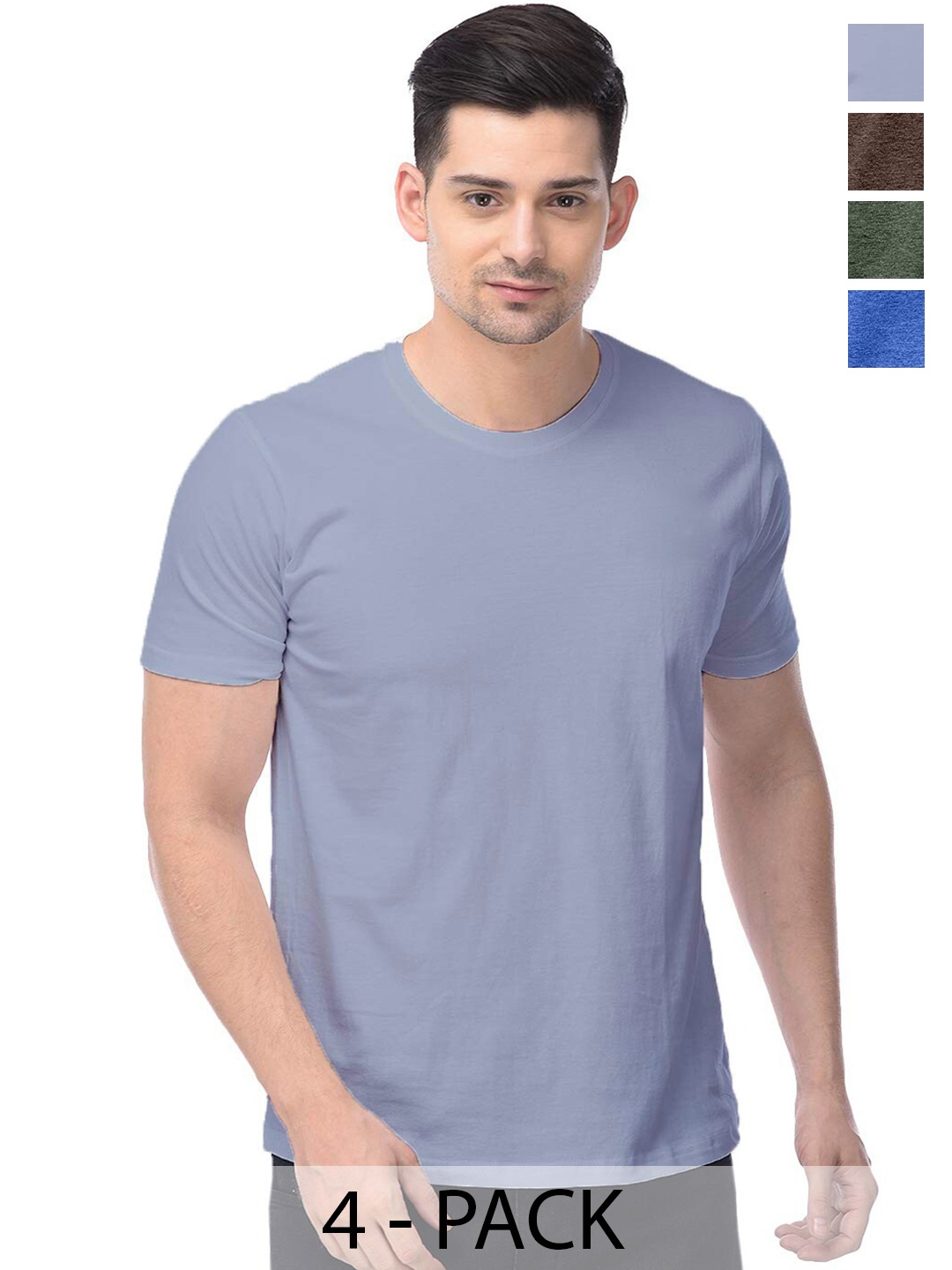 

COLOR CAPITAL Unisex Pack Of 4 Cotton T-shirts, Grey