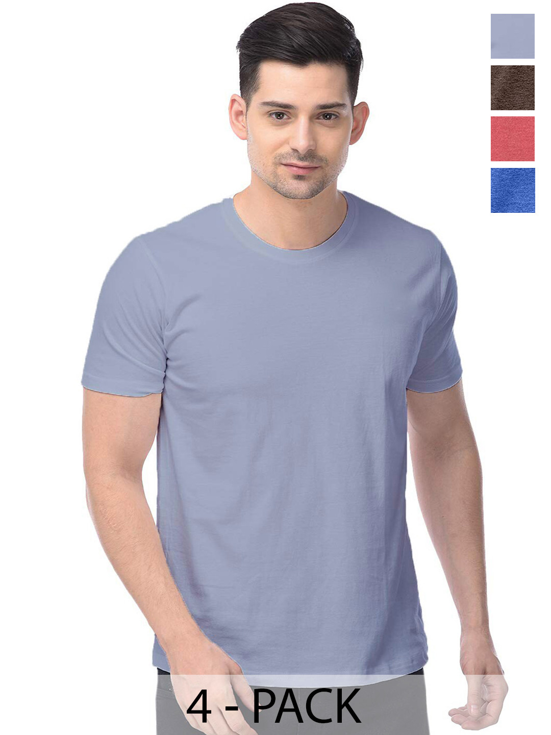 

COLOR CAPITAL Unisex Pack Of 4 Round Neck Regular Sleeves Cotton Regular T-shirt, Grey