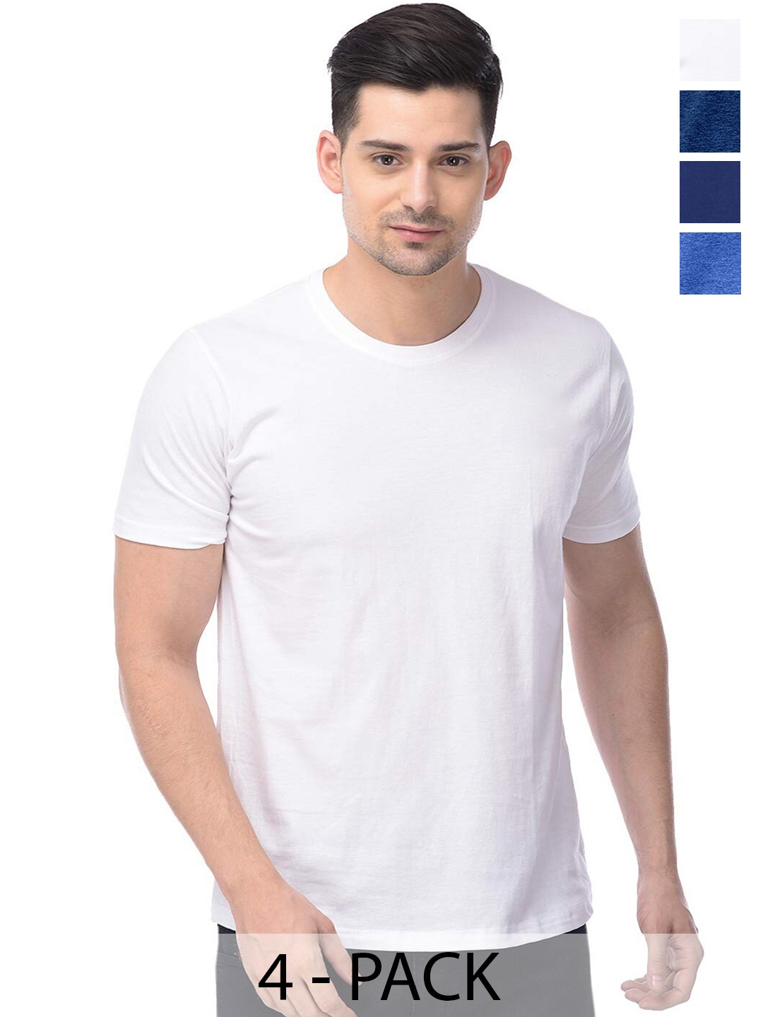 COLOR CAPITAL Unisex Pack Of 4 Cotton T-shirt, White