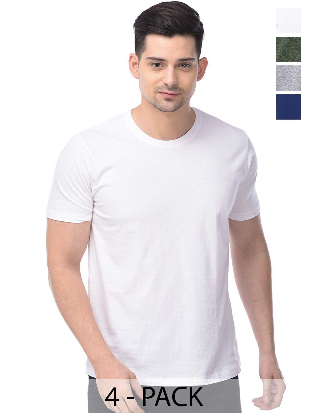 

COLOR CAPITAL Unisex Pack Of 4 Round Neck Casual Cotton T-shirts, White