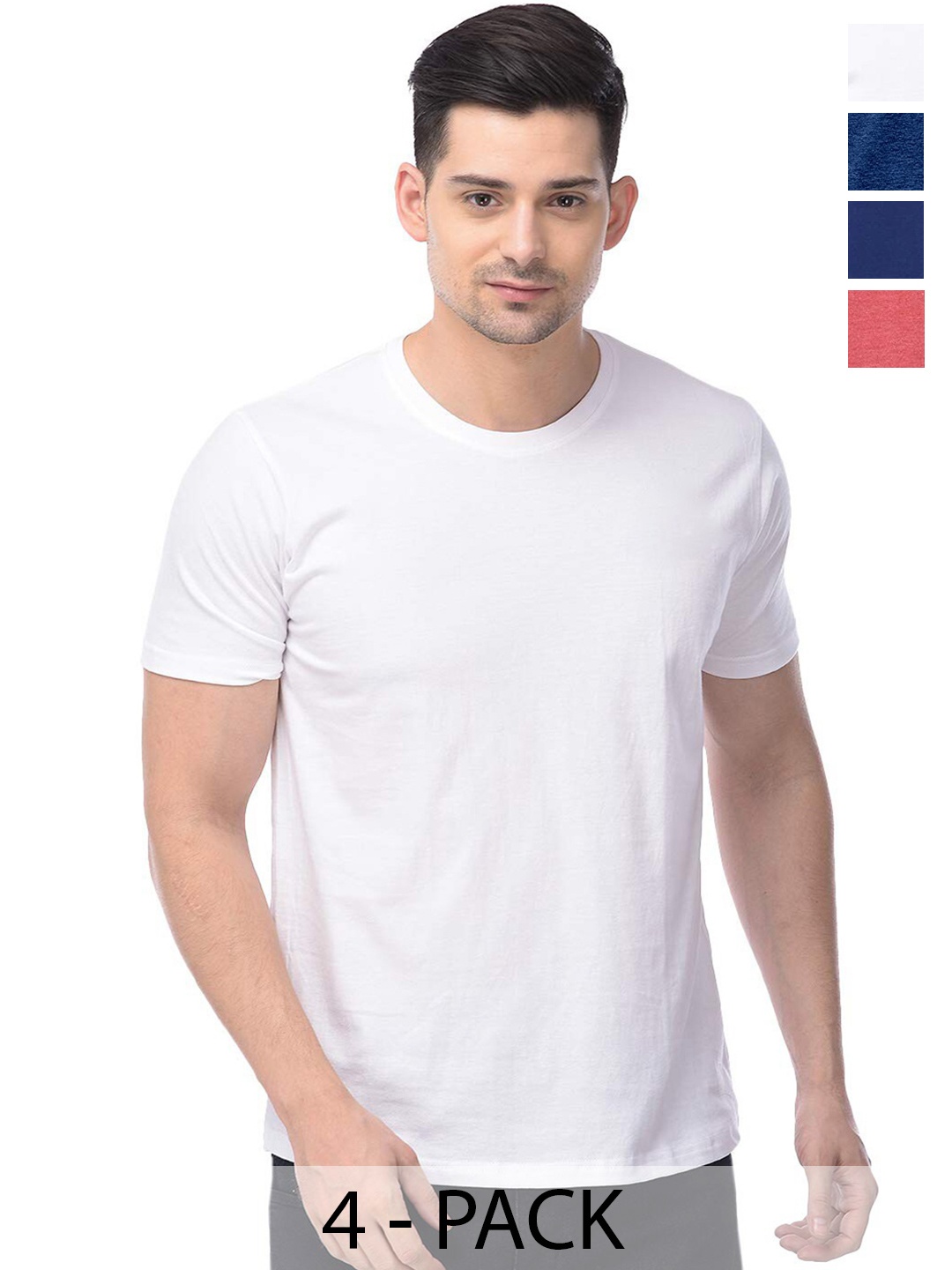 

COLOR CAPITAL Pack of 4 Unisex Cotton T-shirt, White