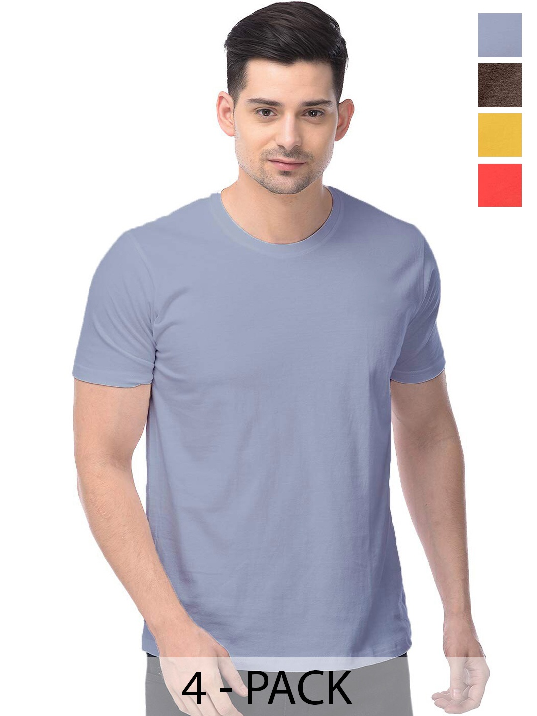 

COLOR CAPITAL Unisex Pack of 4 Cotton T-shirts, Grey