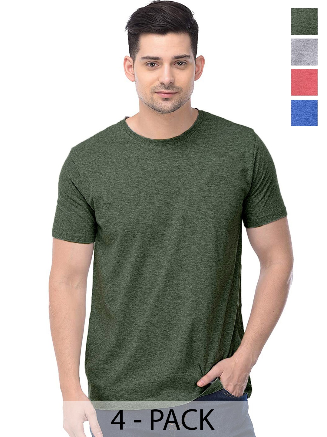 

COLOR CAPITAL Unisex Pack Of 4 Cotton T-shirt, Green