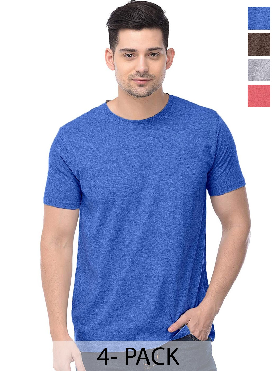 

COLOR CAPITAL Unisex Pack Of 4 Cotton T-shirts, Blue