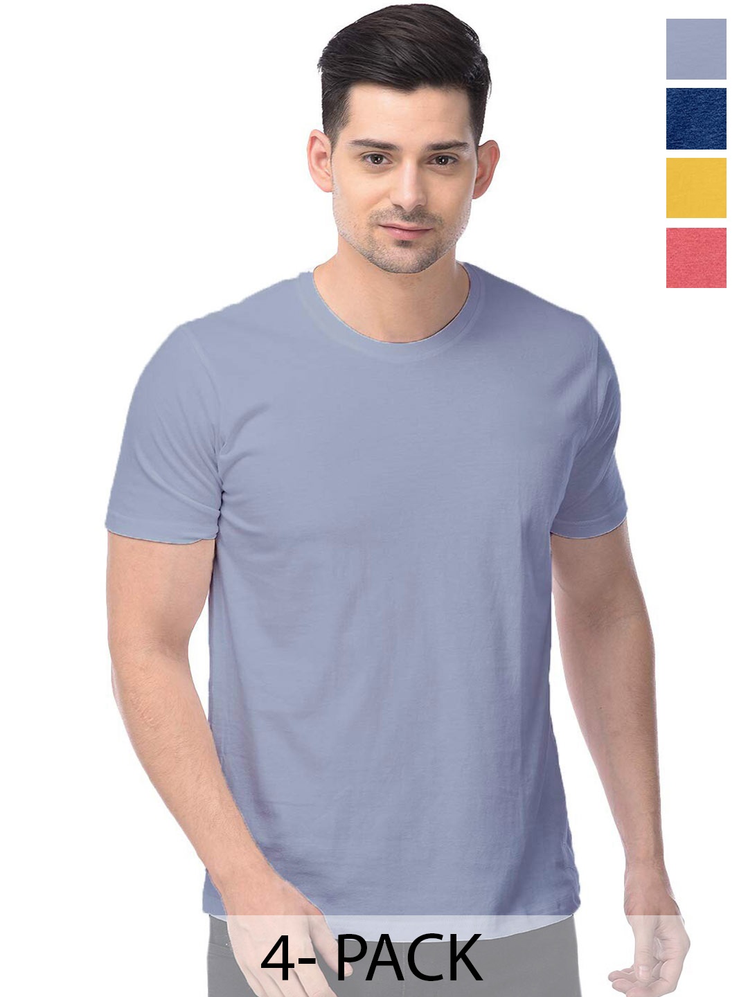 

COLOR CAPITAL Unisex Pack Of 4 Cotton T-shirts, Blue