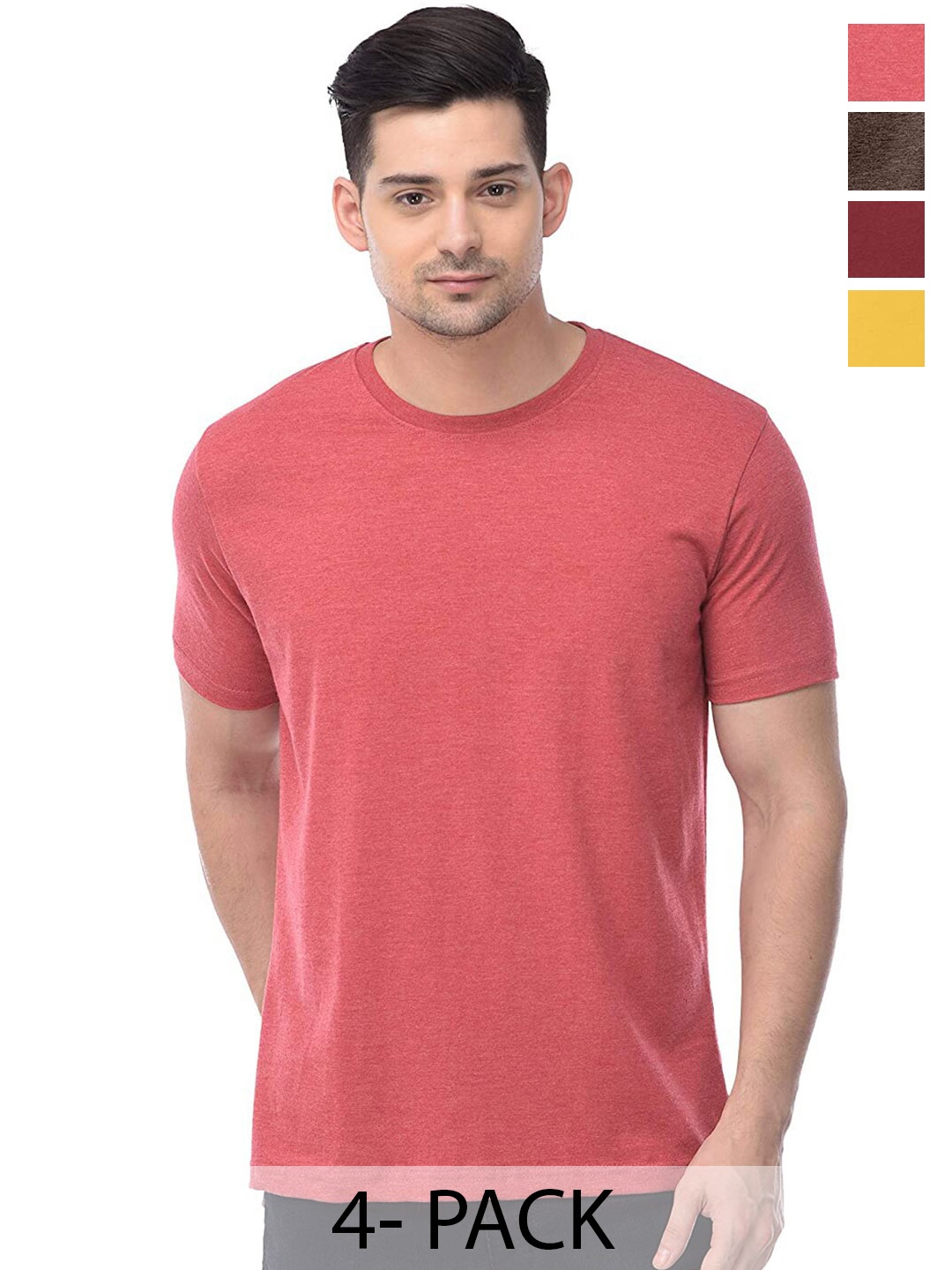 

COLOR CAPITAL Pack Of 4 Cotton T-Shirt, Pink