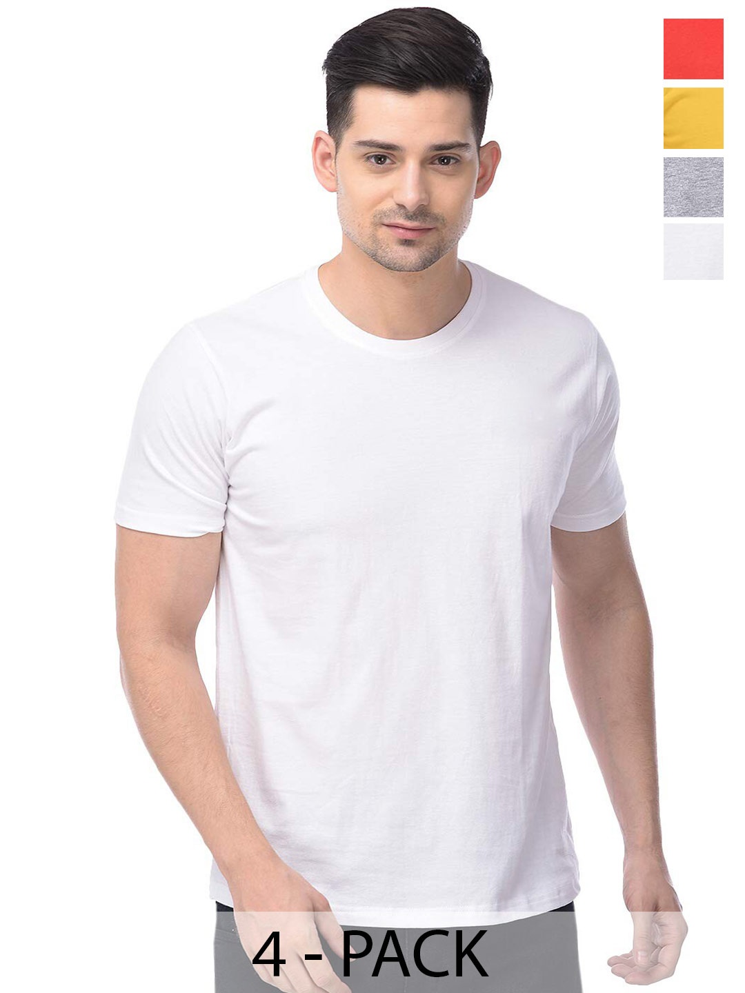 

COLOR CAPITAL Unisex Pack Of 4 Cotton T-shirts, Red