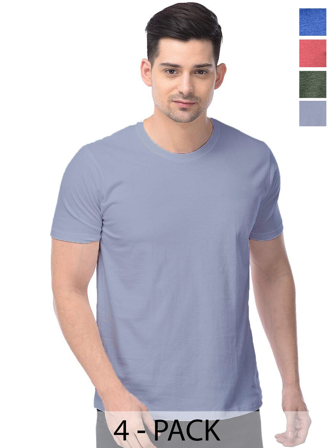 

COLOR CAPITAL Unisex Pack Of 4 Round Neck Casual Cotton T-shirts, Grey