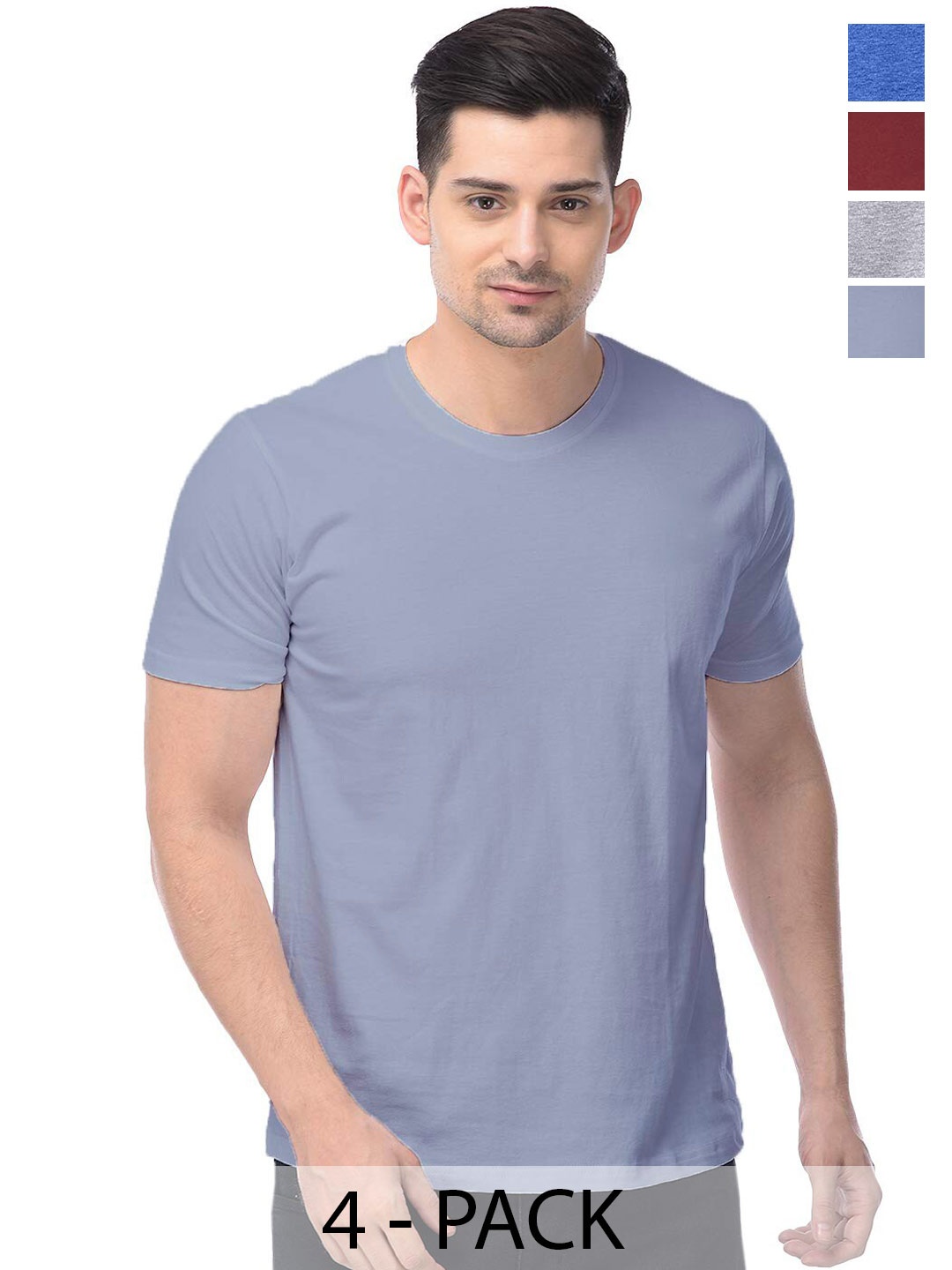 

COLOR CAPITAL Pack of 4 Unisex Cotton T-shirt, Grey