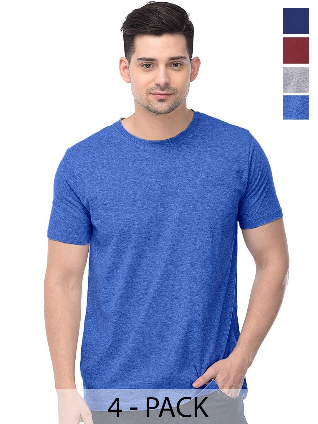 

COLOR CAPITAL Pack Of 4 Cotton T-shirt, Multi