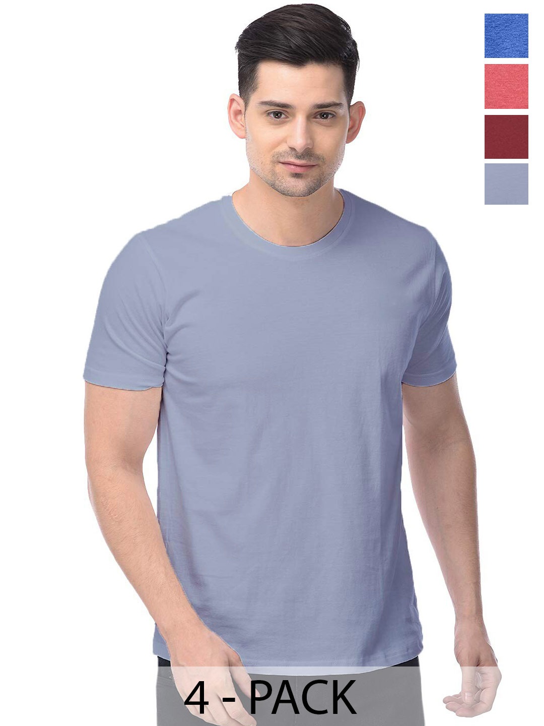 

COLOR CAPITAL Unisex Pack Of 4 Cotton T-shirt, Grey