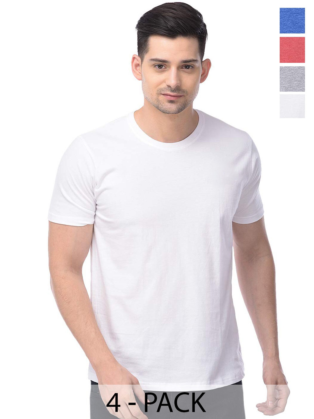 

COLOR CAPITAL Unisex Pack Of 4 Round Neck Regular Sleeves Cotton Regular T-shirt, Grey