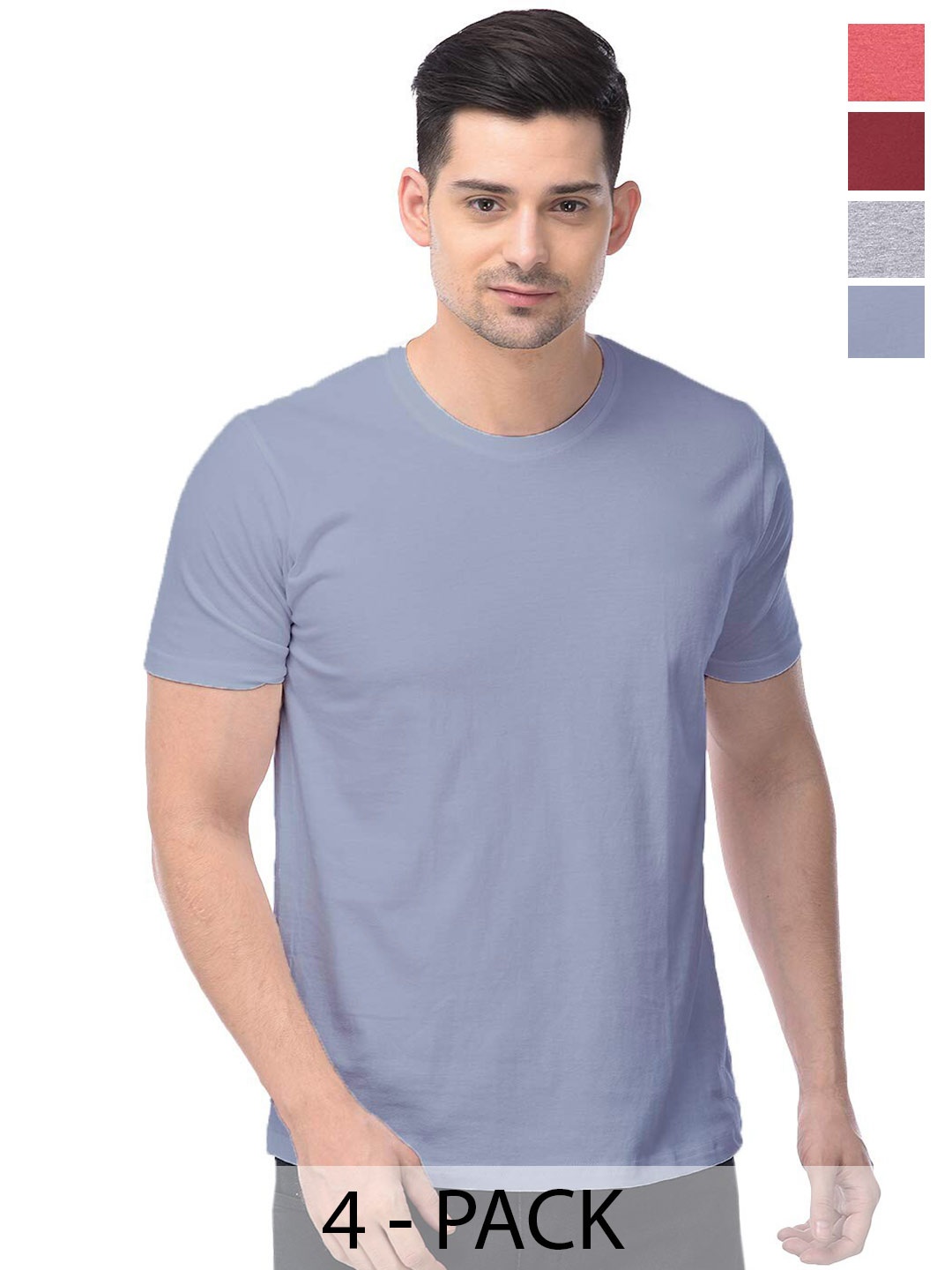 

COLOR CAPITAL Unisex Pack Of 4 Cotton T-shirts, Peach