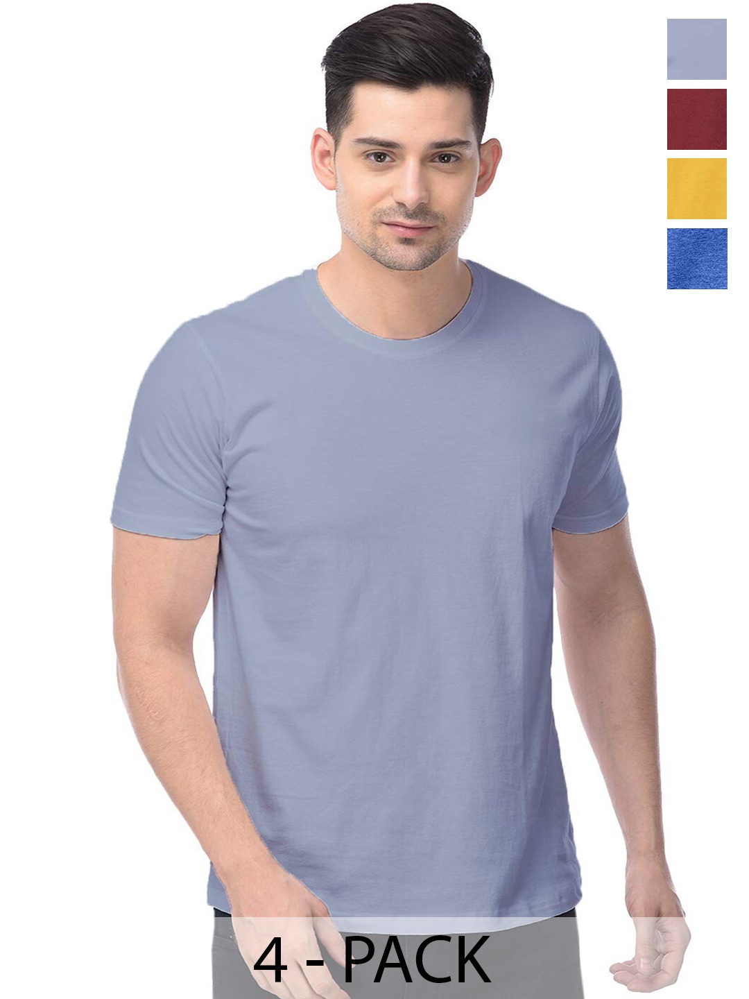 COLOR CAPITAL Pack of 4 Unisex Cotton T-shirt, Grey