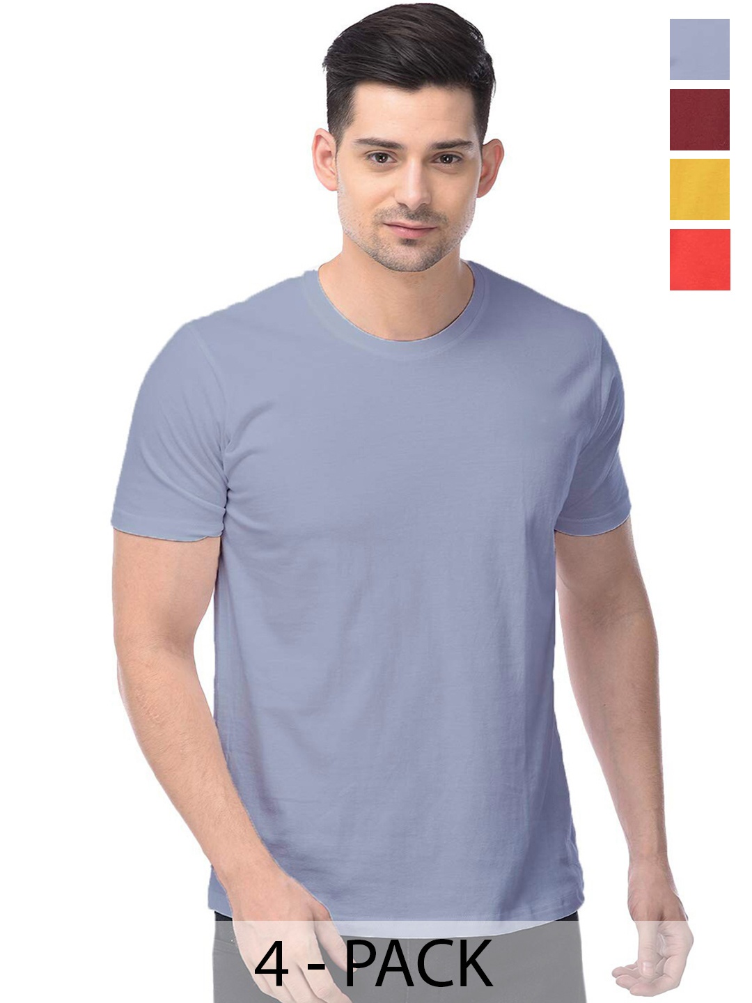 

COLOR CAPITAL Pack Of 4 Cotton T Shirts, Blue