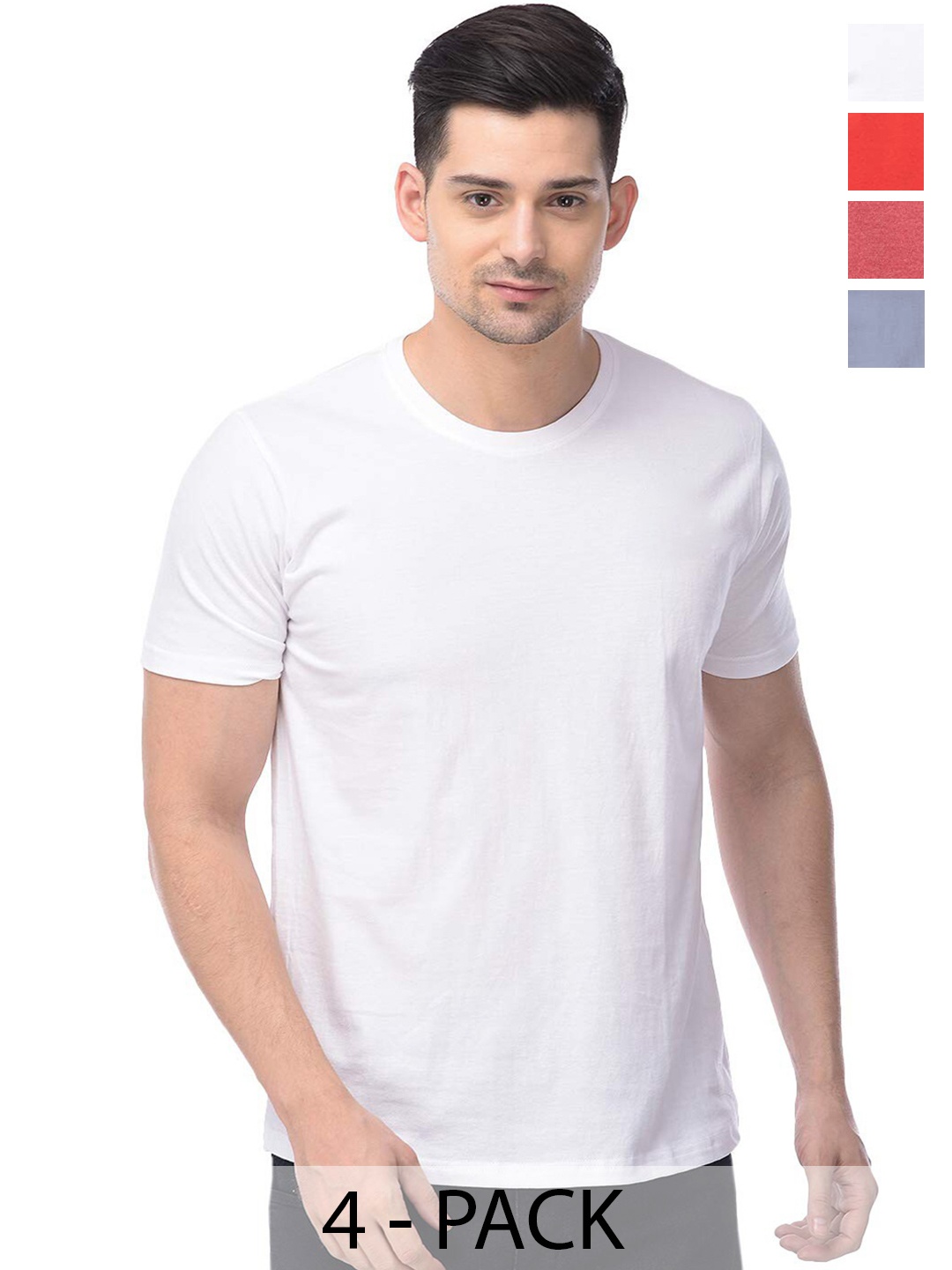 

COLOR CAPITAL Unisex Pack Of 4 Short Sleeves Cotton T-shirts, White