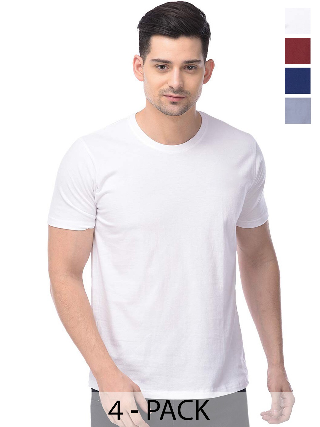 

COLOR CAPITAL Pack Of 3 Short Sleeves Cotton T-shirts, White