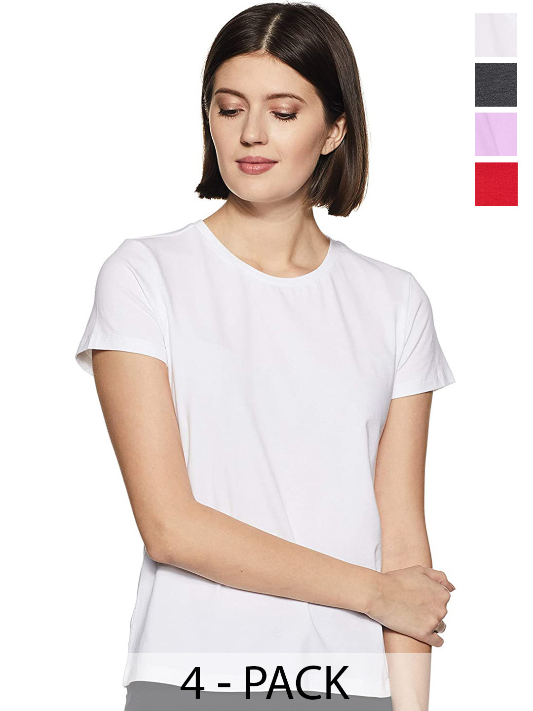 

COLOR CAPITAL Pack Of 4 Casual Cotton T-shirt, White