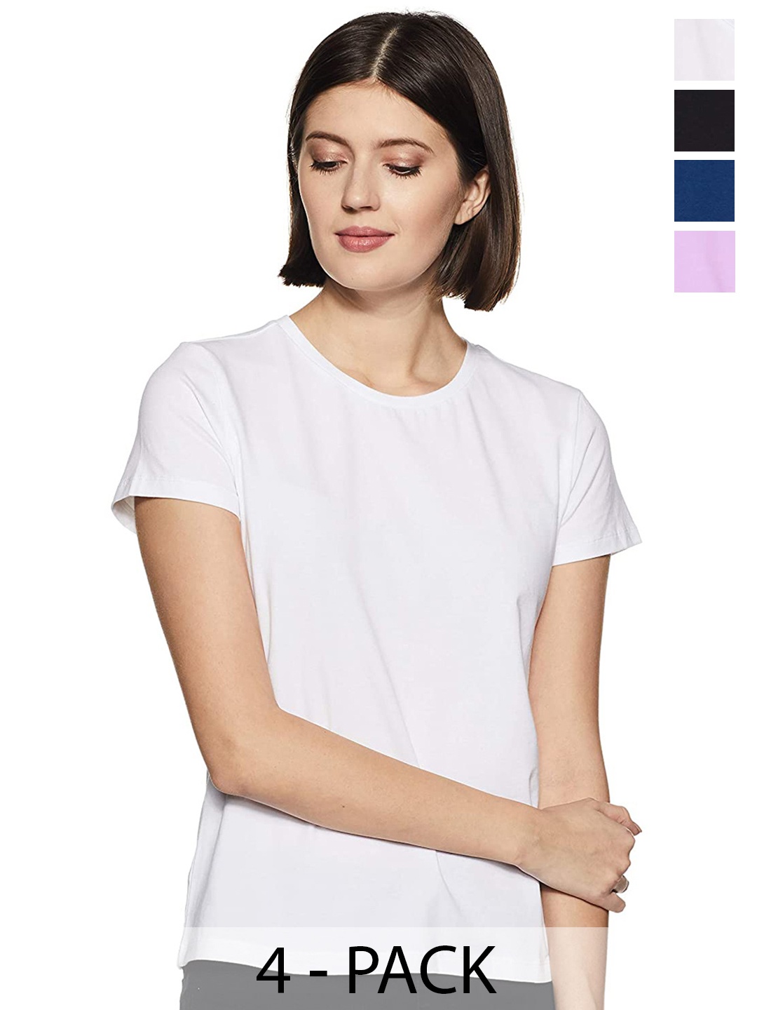 

COLOR CAPITAL Pack of 4 Solid T-shirts, White