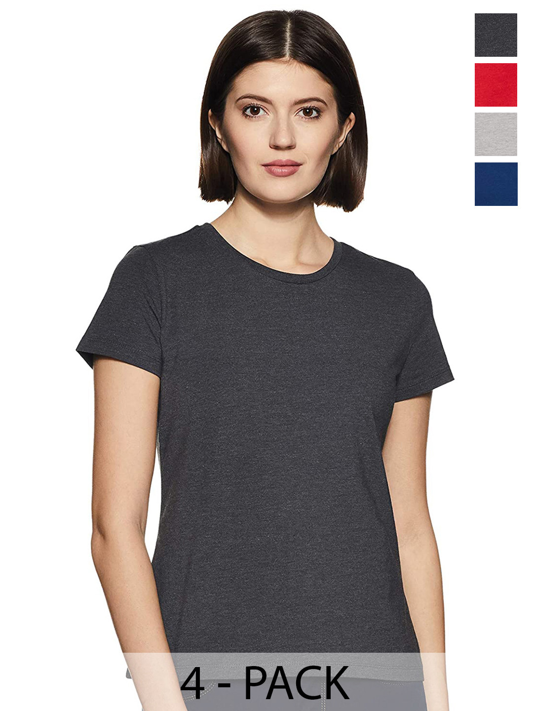 

COLOR CAPITAL Pack Of 4 Round Neck Cotton T-shirt, Grey