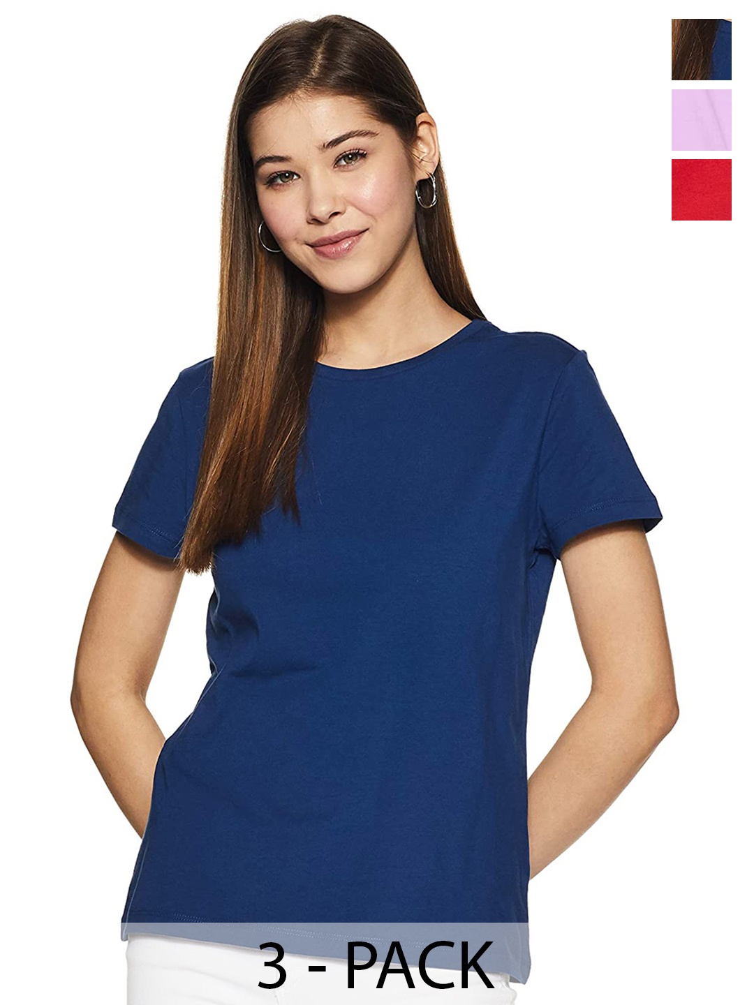 

COLOR CAPITAL Pack Of 3 Cotton T- Shirts, Navy blue