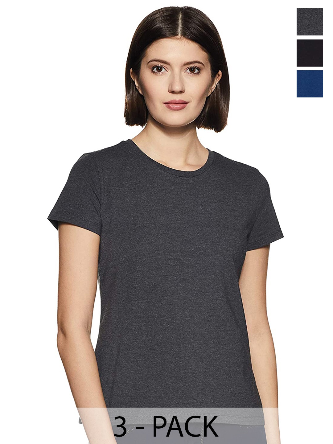 

COLOR CAPITAL Pack of 3 Cotton Tshirts, Grey