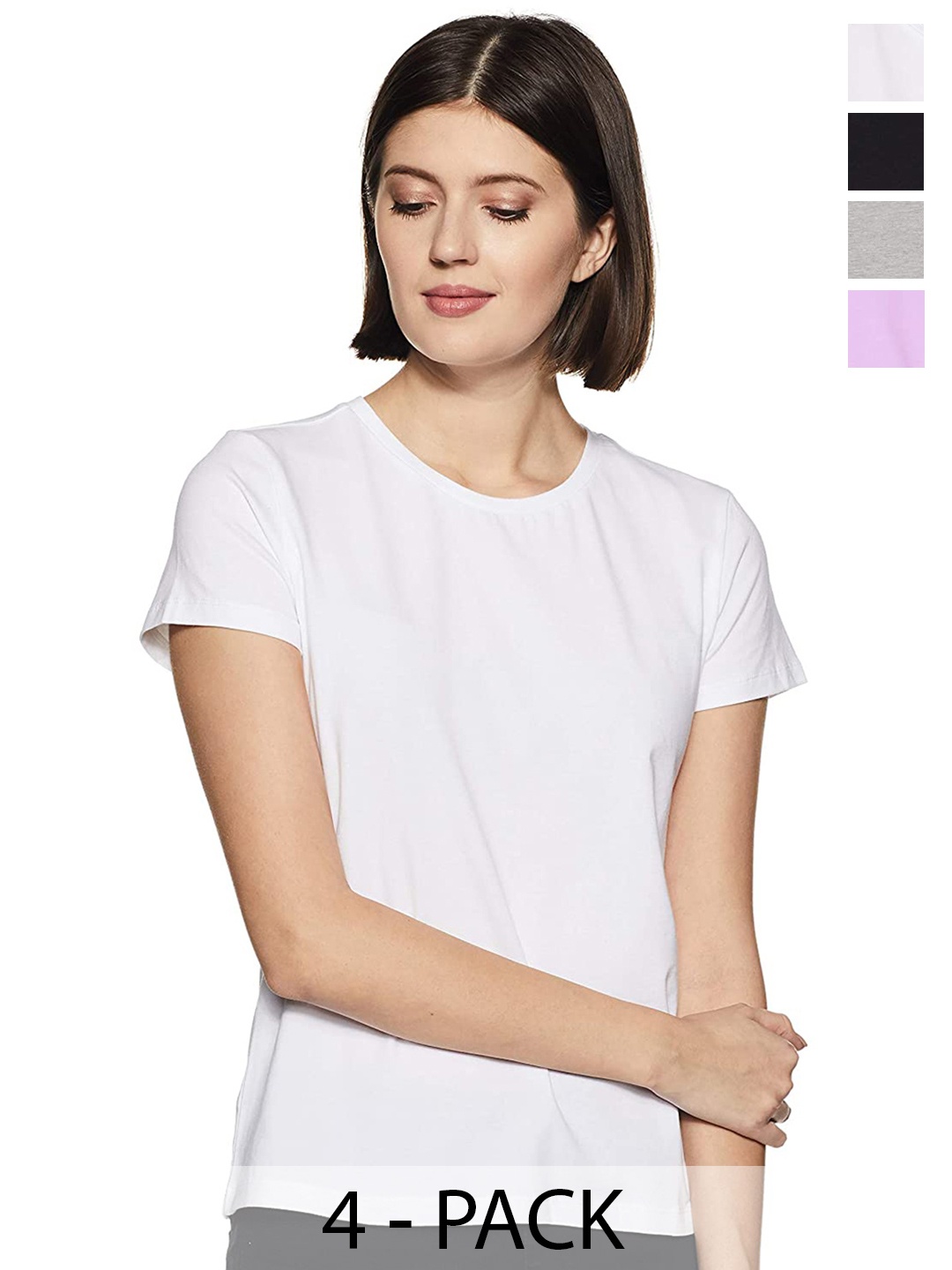 COLOR CAPITAL Pack of 4 Cotton Tshirts, White