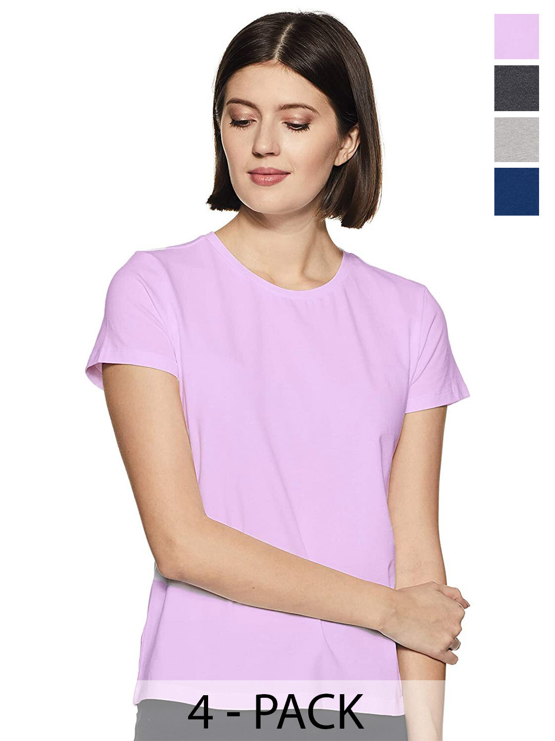 

COLOR CAPITAL Pack of 4 Solid T-shirts, Pink