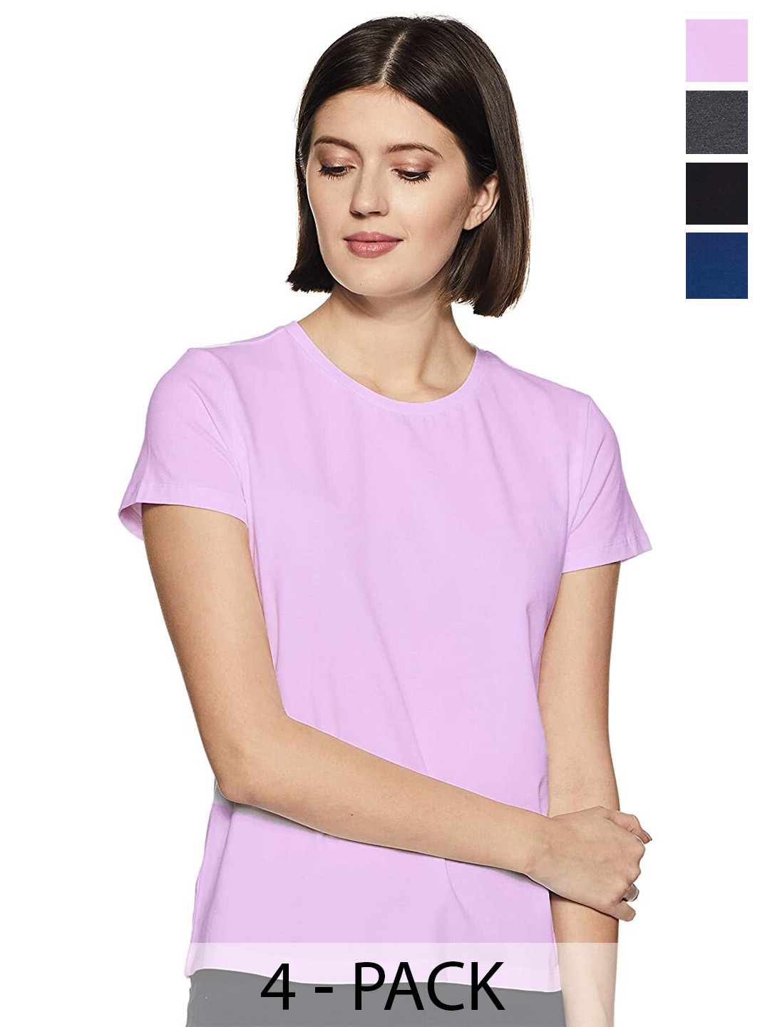 COLOR CAPITAL Pack Of 4 Cotton T-shirts, Lavender
