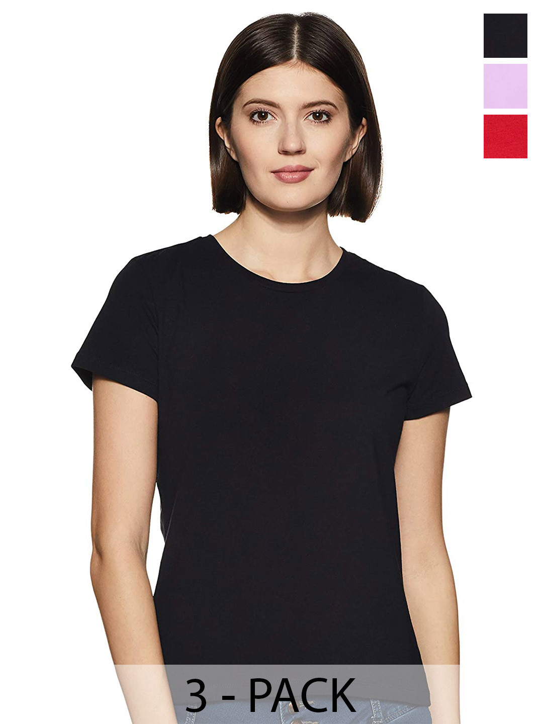

COLOR CAPITAL Pack Of 3 Round Neck Cotton T-shirt, Black