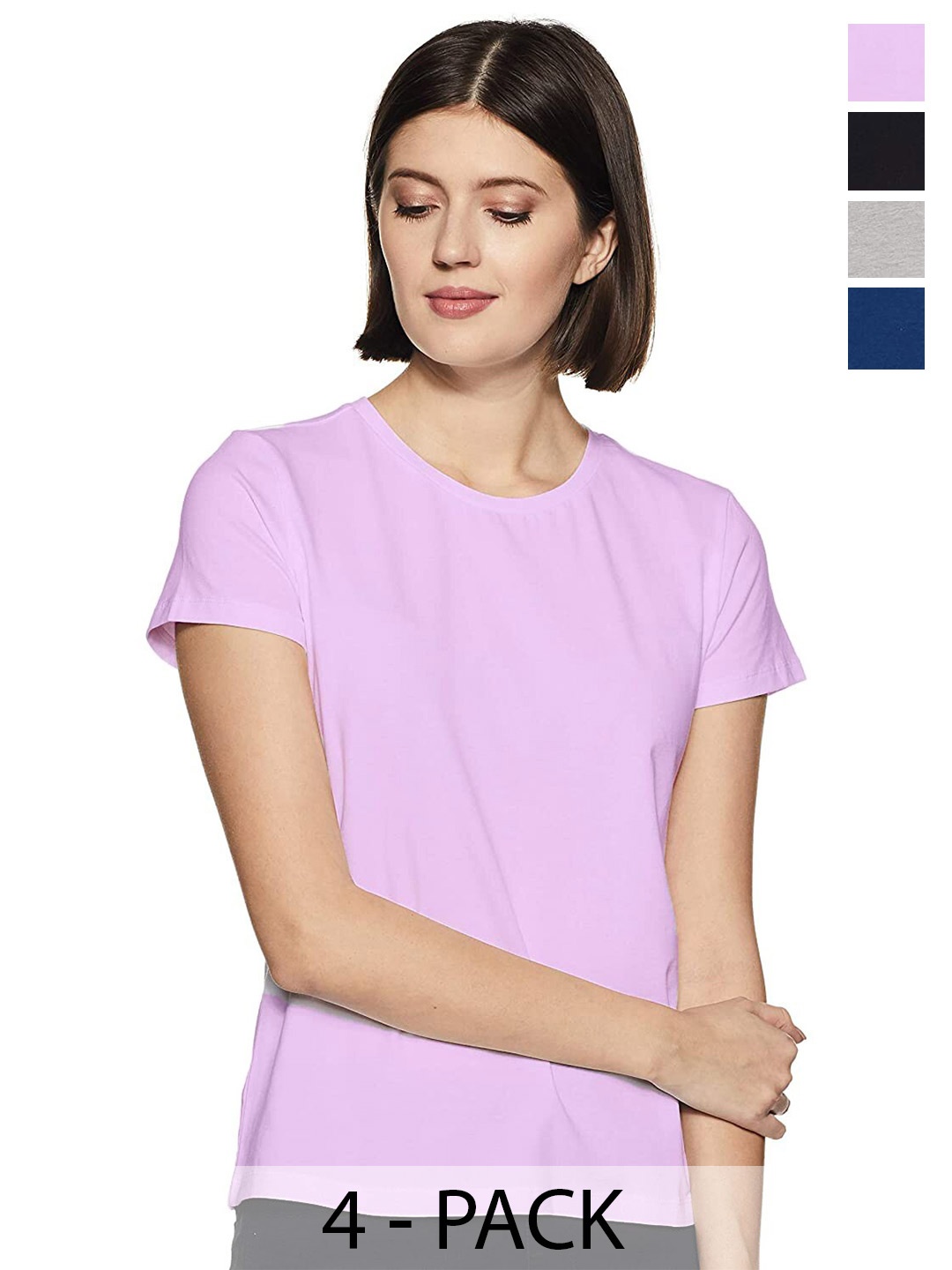 

COLOR CAPITAL Pack Of 4 Cotton T-shirts, Lavender