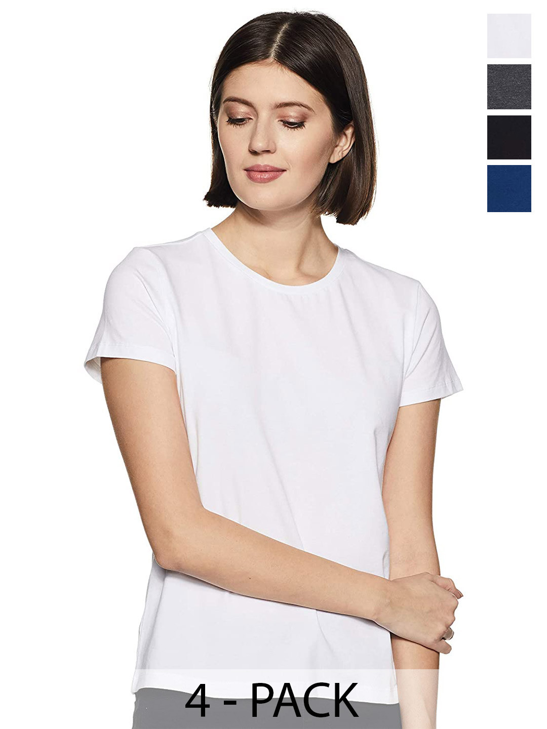 

COLOR CAPITAL Pack Of 4 Short Sleeves Cotton T-shirt, White