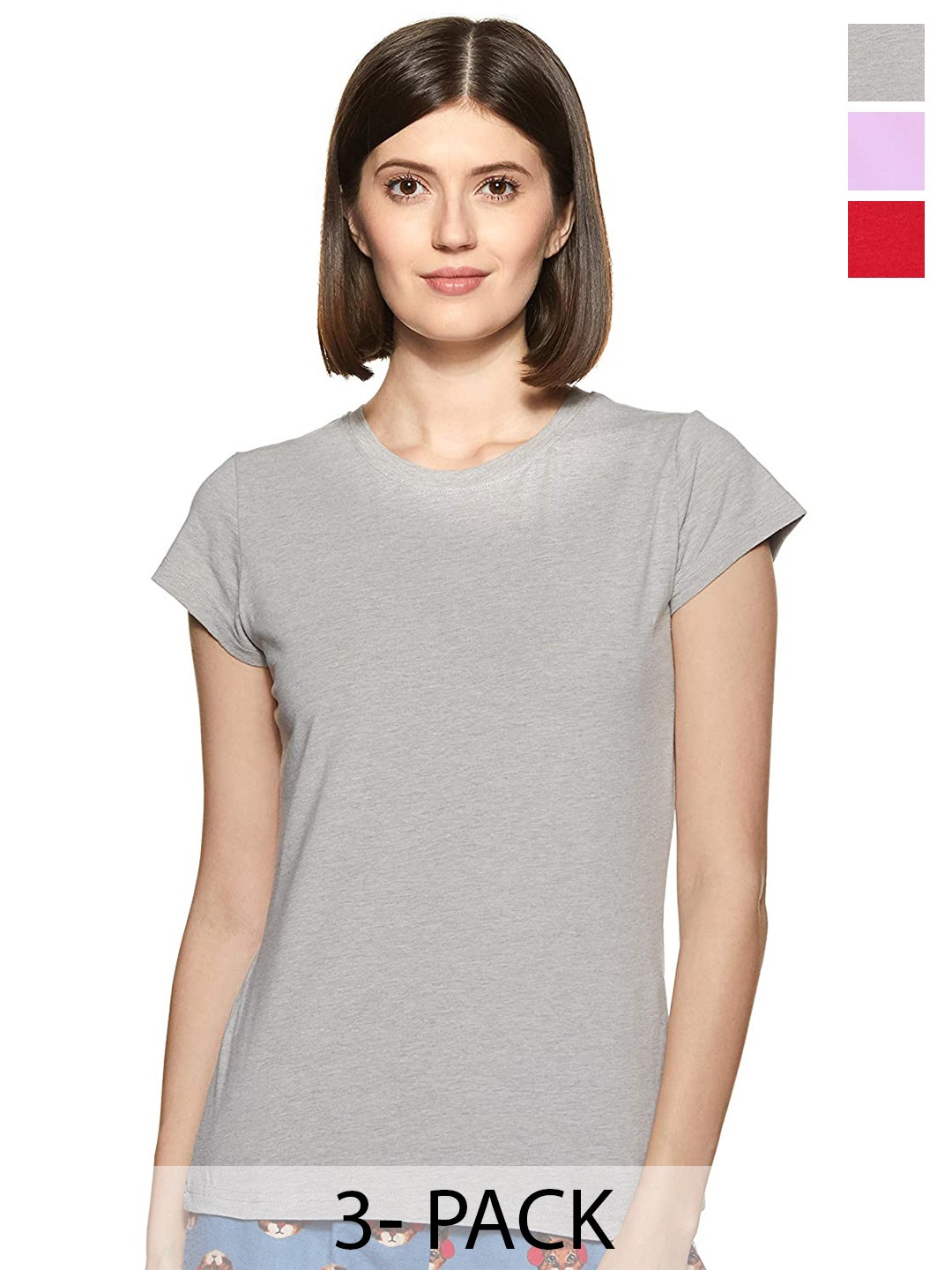 

COLOR CAPITAL Pack Of 3 Short Sleeves Cotton T-shirt, Grey