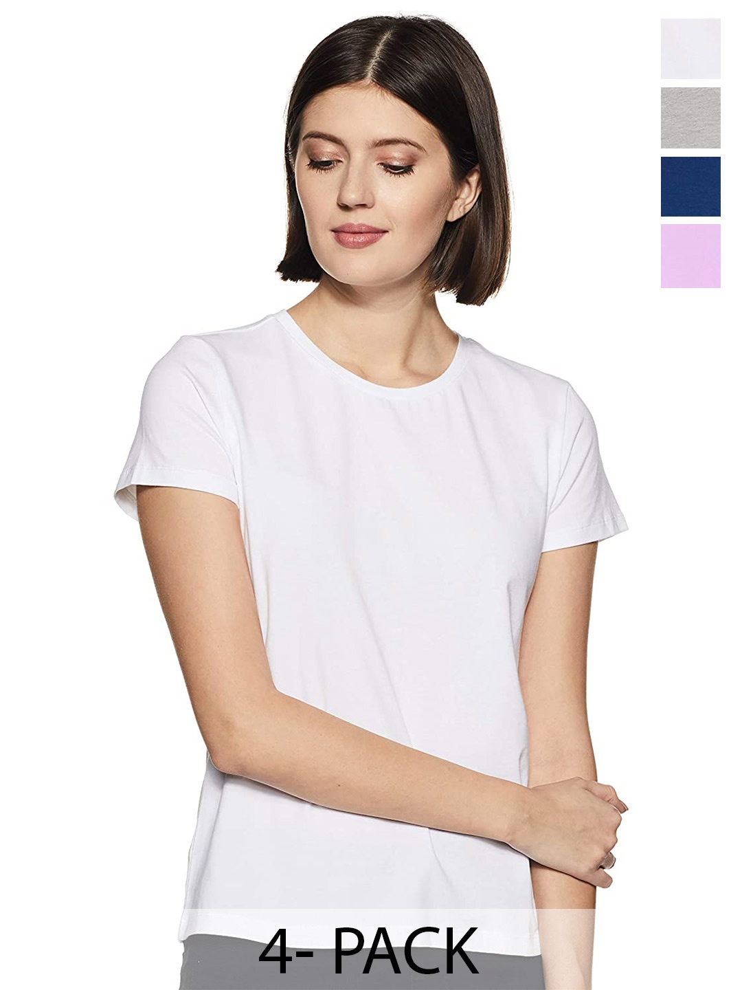

COLOR CAPITAL Pack Of 4 Short Sleeves Cotton T-shirt, Multi