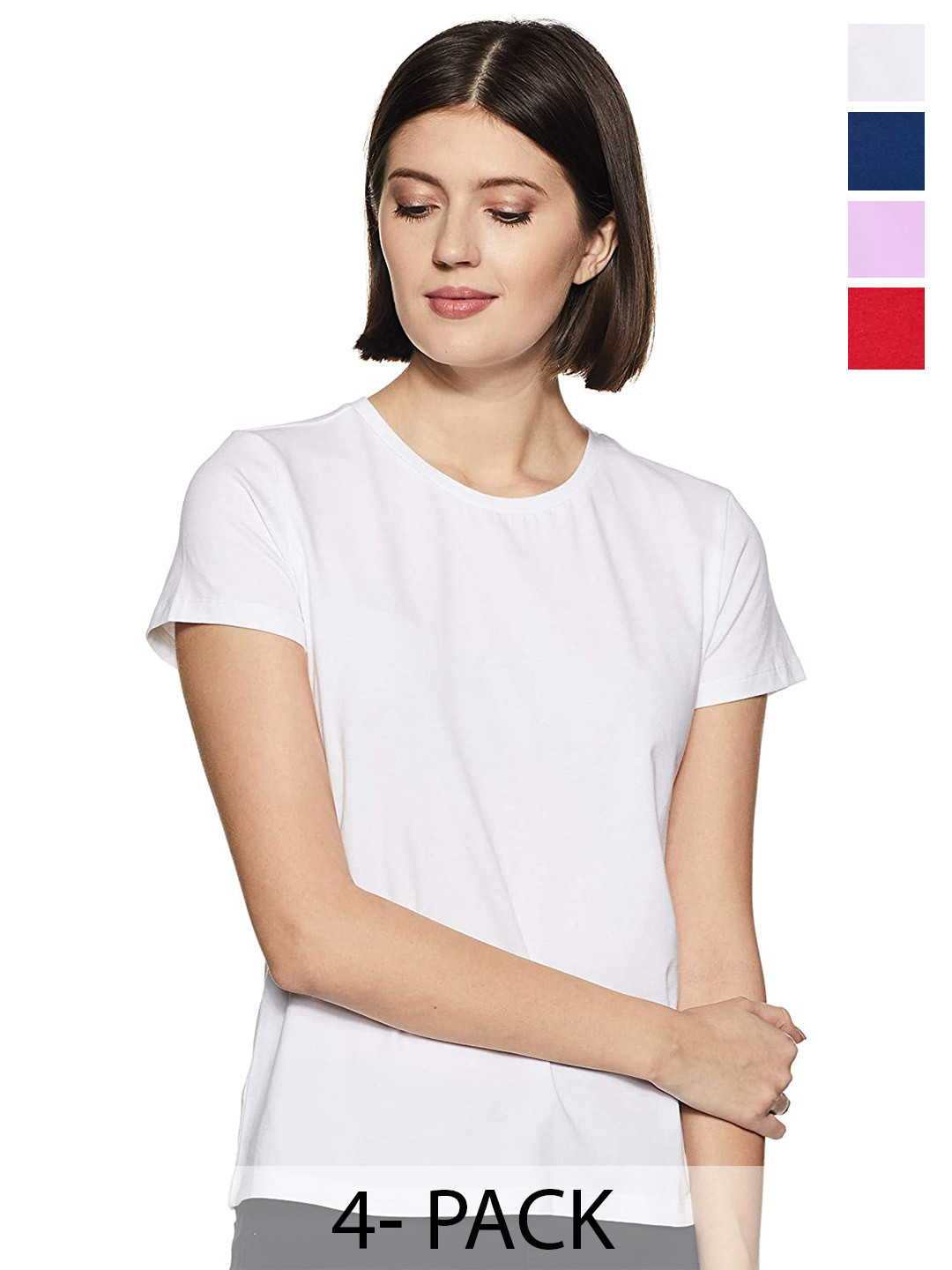 

COLOR CAPITAL Pack Of 4 Short Sleeves Cotton T-shirt, White