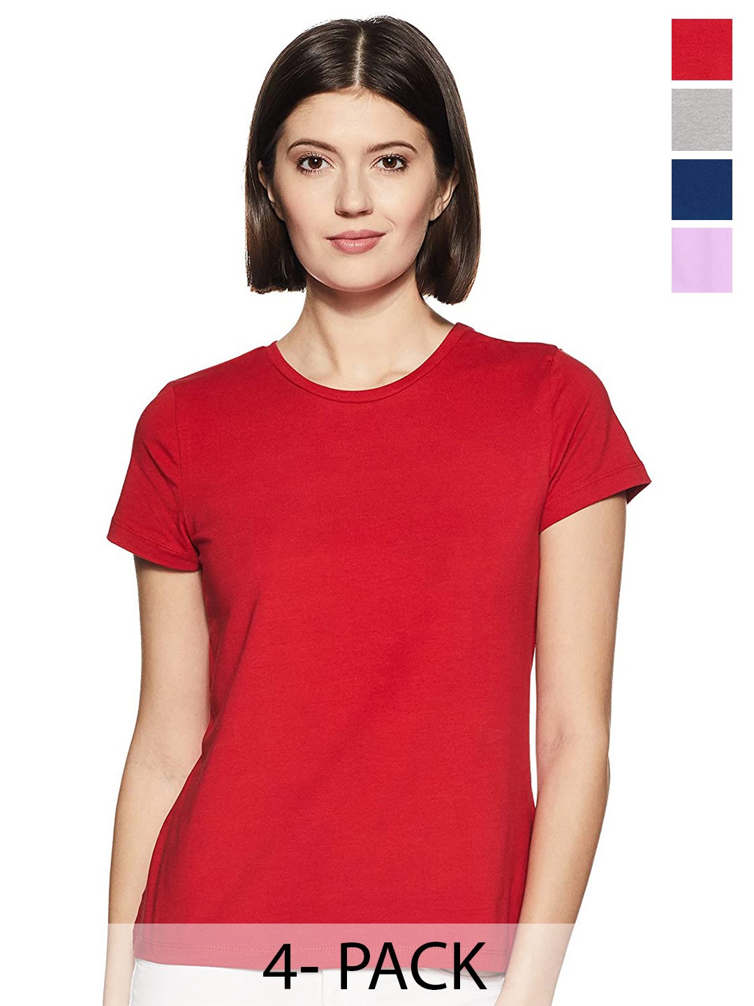 

COLOR CAPITAL Pack Of 4 Cotton T-Shirts, Red