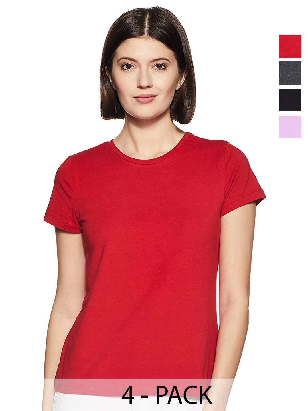 

COLOR CAPITAL Pack Of 4 Cotton Tshirts, Red