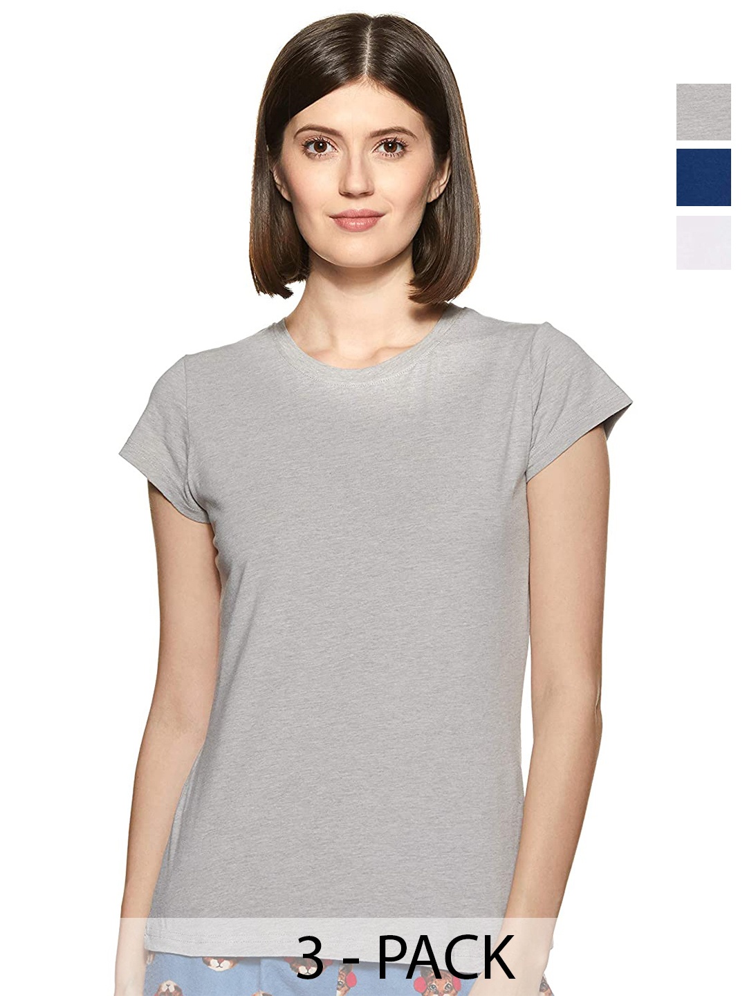 

COLOR CAPITAL Pack Of 3 Short Sleeves Cotton T-shirts, Grey
