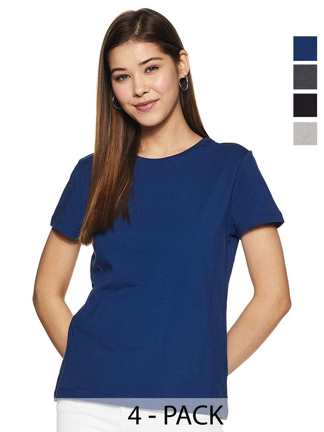 

COLOR CAPITAL Pack Of 4 Cotton T-shirts, Blue