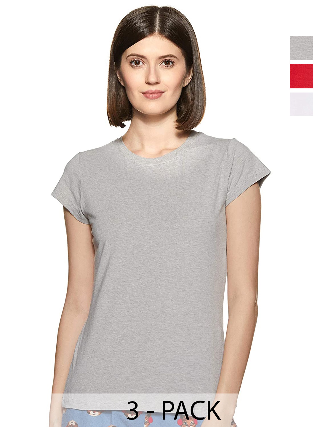 

COLOR CAPITAL Pack Of 3 Casual Cotton T-shirt, Grey