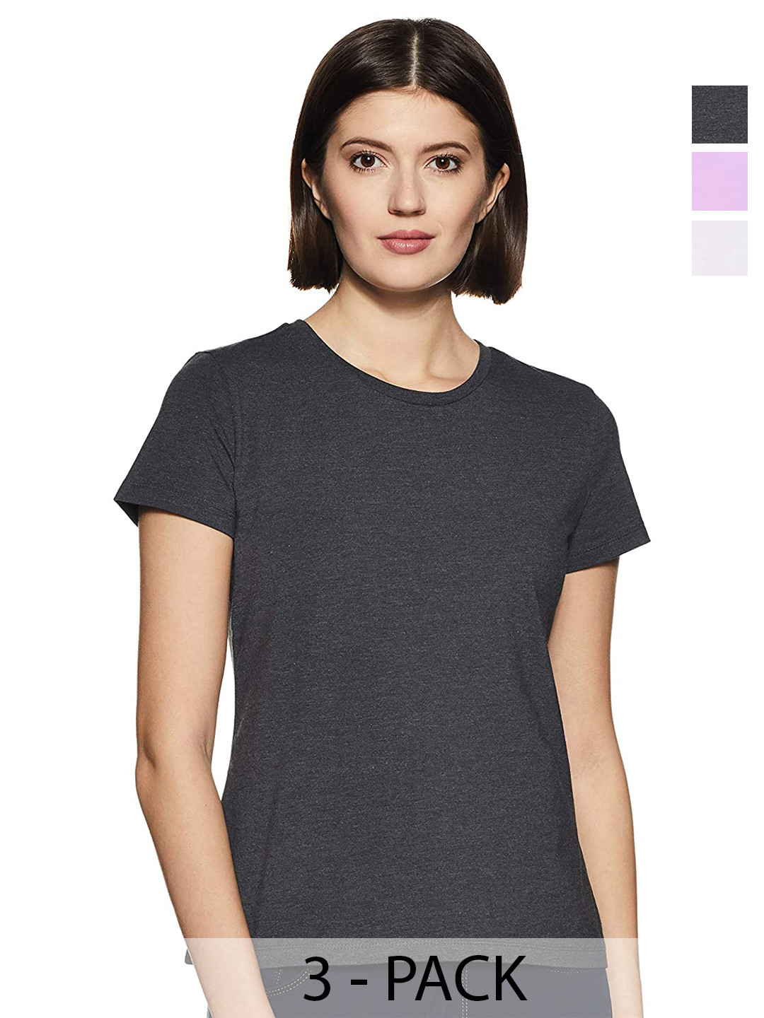 

COLOR CAPITAL Pack Of 3 Round Neck Cotton Tshirts, Black
