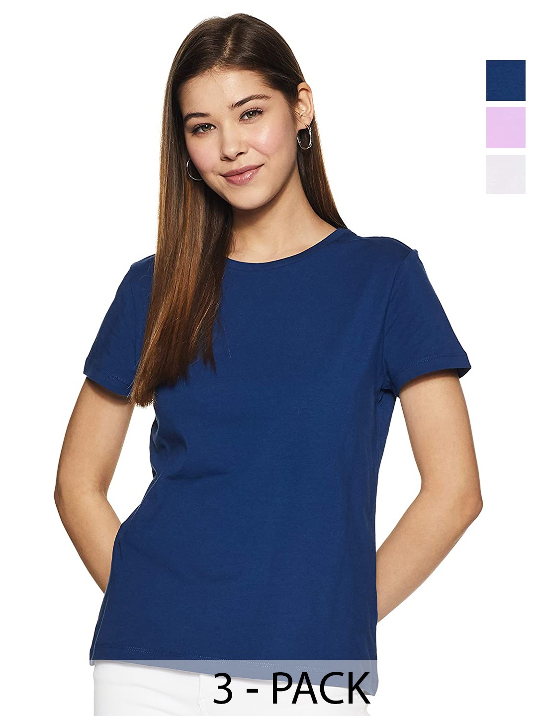 COLOR CAPITAL Pack Of 3 Cotton T- Shirts, Navy blue