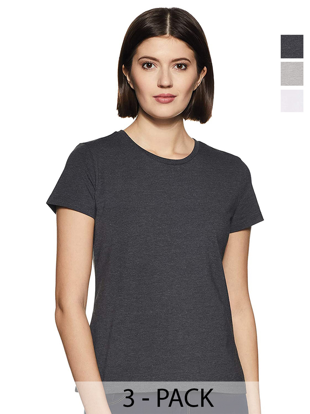 

COLOR CAPITAL Pack Of 3 Round Neck Cotton Tshirts, Black