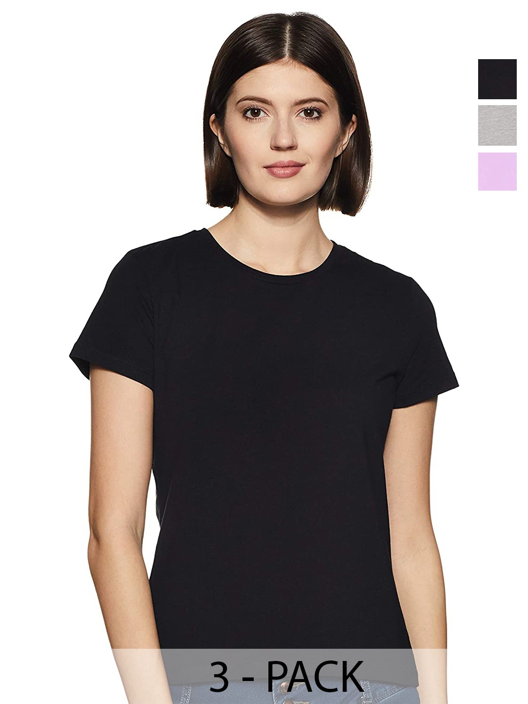 

COLOR CAPITAL Pack Of 3 Cotton T- Shirts, Black